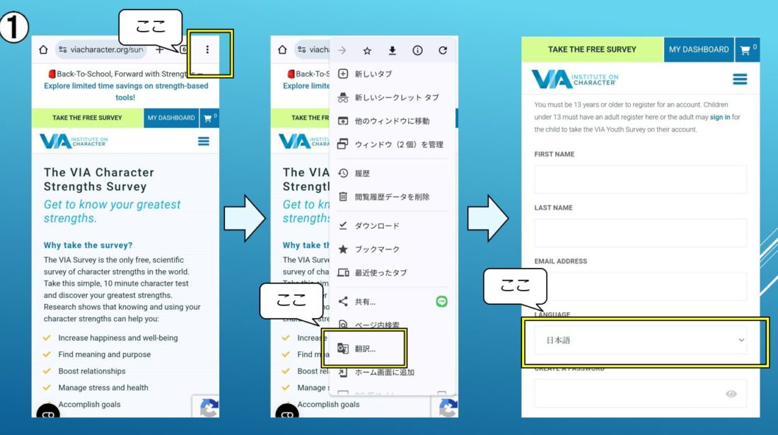 VIAの強み診断テストの受け方